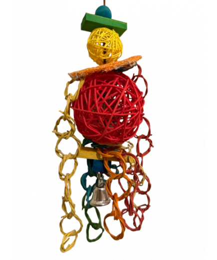 Parrot-Supplies Giant Vine Ball & Willow Rings Colourful Chew Parrot Toy Parrot-Supplies Giant Vine Ball & Willow Rings Colourful Chew Parrot Toy